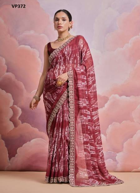 Maroon Colour Amrut By Fashion Berry Georgette Printed Saree Wholesale Price In Surat VP372