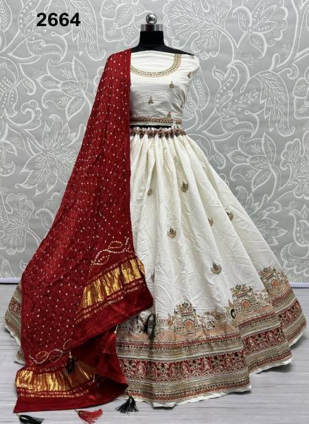 Maroon Colour Anjani Art Gadhwal Silk Designer Wear Lehenga Choli Wholesale Market In Surat 2664