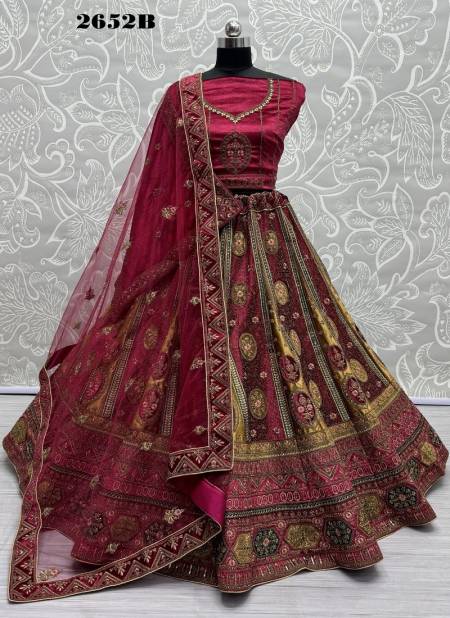 Pink Colour Anjani Art Velvet 2652A & 2652B Bridal Lehenga Choli Wholesale Online 2652 B