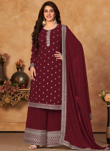 Maroon Colour Anjubaa Vol 11 Function Wear Wholesale Georgette Salwar Suits Catalog 10114