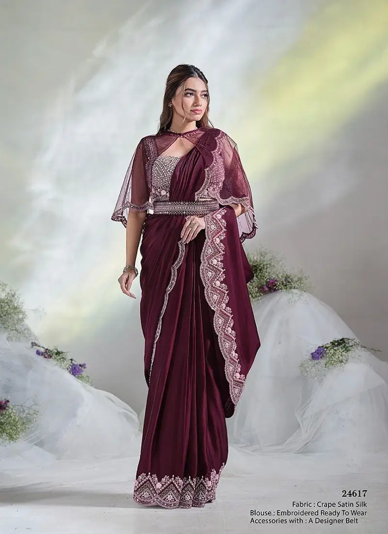 Maroon Colour Aura Mohmanthan Royal By Mahotsav Designer Saree Suppliers In India 24617