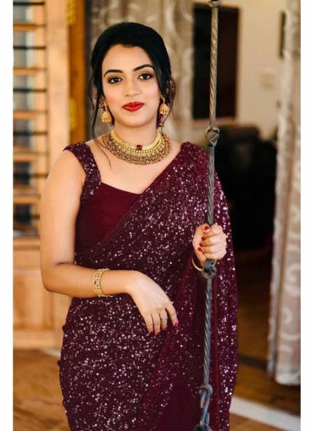 Maroon Colour BT 152 A To 152 H Party Wear Saree Catalog 152 G