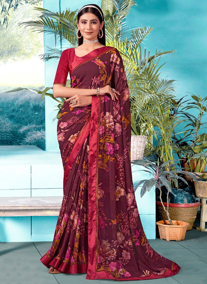 Maroon Colour Beauty Glam Vol 2 Mintorsi Regular Wear Wholesale Printed Sarees Catalog 1604