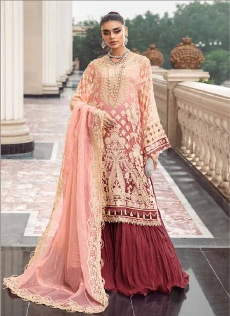 Maroon Colour Dinsaa Georgette Embroidery Sharara Designer Salwar Kameez Catalog 237 B