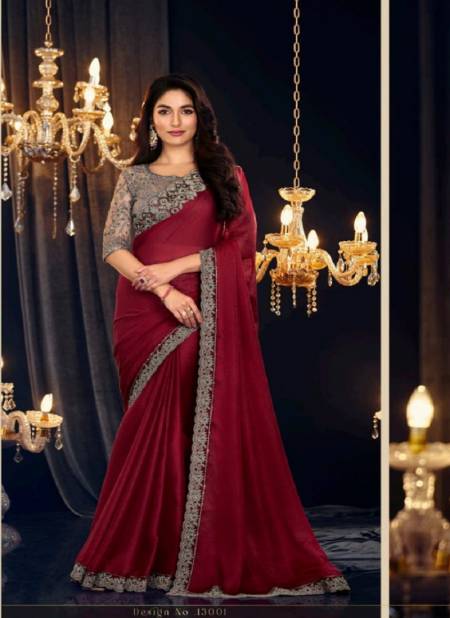 Maroon Colour Elegance Vol 18 By Anmol Shimmer Georgette Designer Saree Wholesale Online 13001