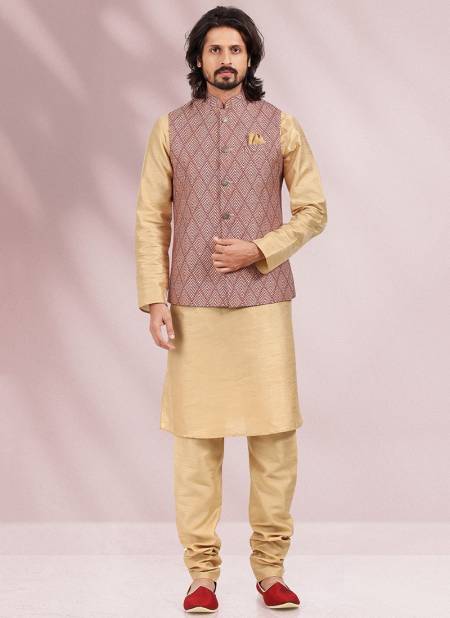 Maroon Colour Ethnic Wear Wholesale Kurta Pajama With Jacket Catalog 1829