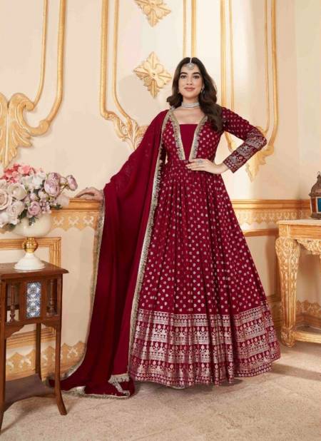 Maroon Colour Flory Vol 45 By Kf Shubhkala Anarkali Long Gown Readymade Suits Wholesale Shop In Surat 5011