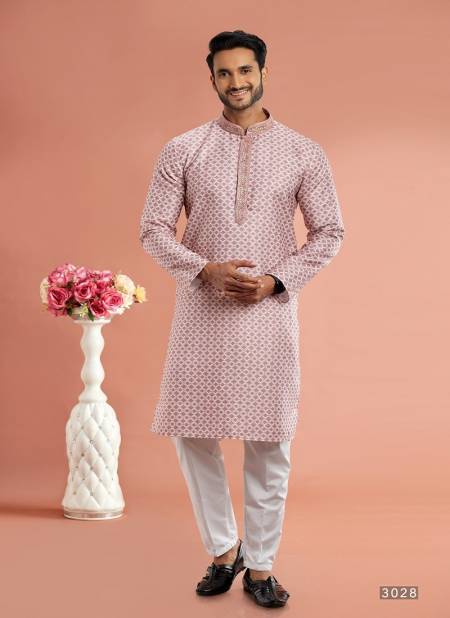 Maroon Colour Function Mens Wear Printed Cotton Stright Kurta Pajama Suppliers In India 3028