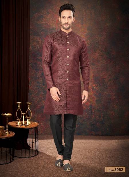 Maroon Colour GS Fashion Function Wear Mens Desginer Indo Western Wholesalers In Delhi 3052