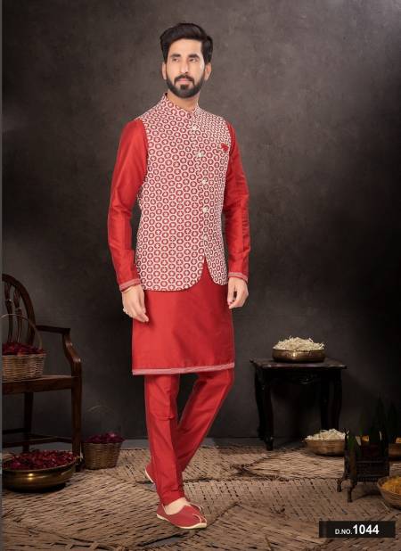 Maroon Colour GS Fashion Occasion Wear Mens Designer Modi Jacket Kurta Pajama Orders In India 1044