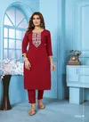 Maroon Colour Goldy Vol 1 By Moksh Cotton With Embroidery Work Kurti With Bottom Catalog 6529