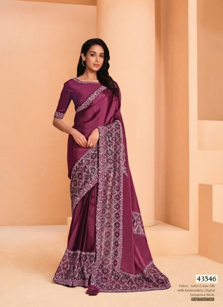 Maroon Colour Helly By Mahotsav Satin Crepe Silk Wear Saree Wholesale Shop In Surat 43546
