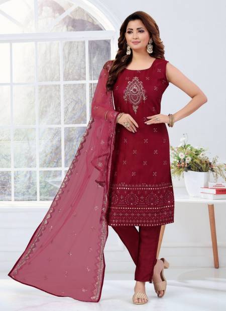 Maroon Colour Ikaaya Ethnic Wear Wholesale Designer Salwar Suits Catalog 800 B
