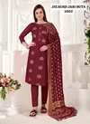 Maroon Colour Jacquard Jari Butta By Rahul Nx Jacquard With Tai Button Dress Material Catalog 1002
