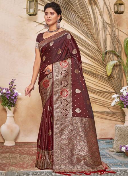 Maroon Colour Janki Silk Designer Wholesale Silk Sarees Catalog 3422