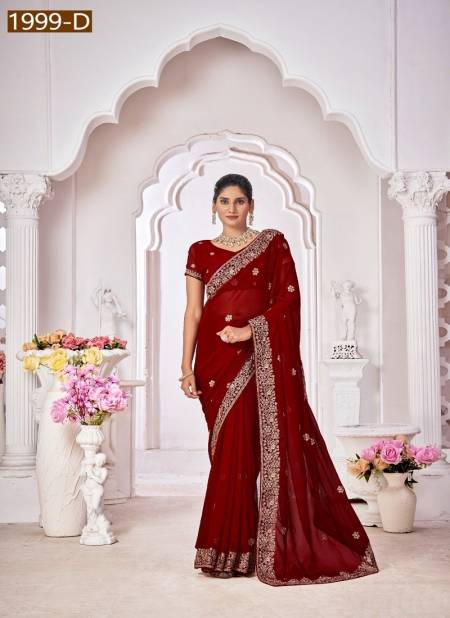 Maroon Colour Jayshree 1999 A TO D Georgette Blooming Designer Wedding Saree Wholesalers In India 1999-D