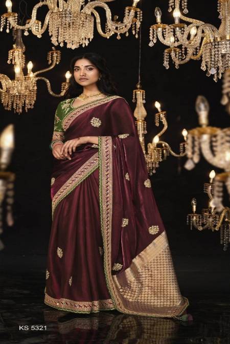 Maroon Colour Kajal Vol 14 By Kimora Pure Fancy Fabric Designer Saree Wholesale In Delhi KS 5321