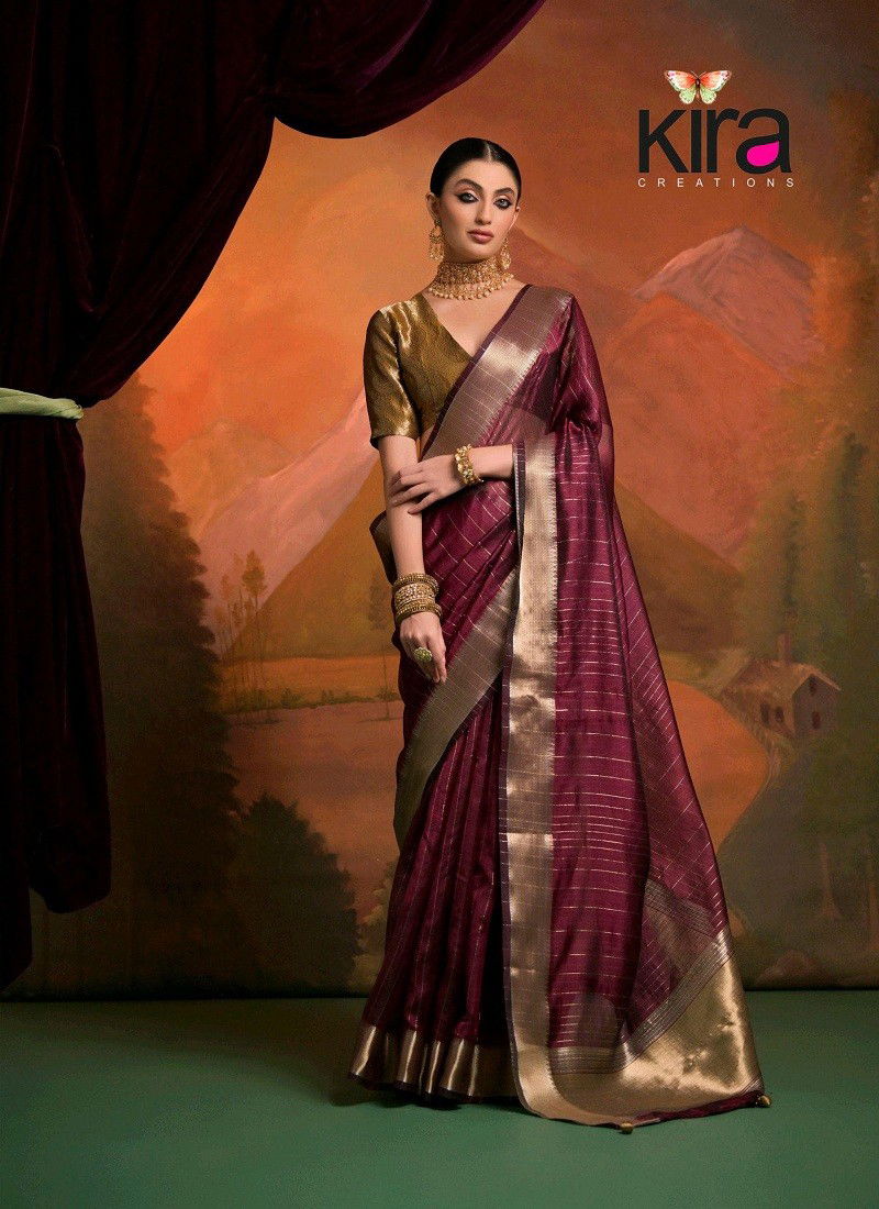 Maroon Colour Kanak Silk By Kira Moss Silk Wedding Wear Saree Orders In India 6601