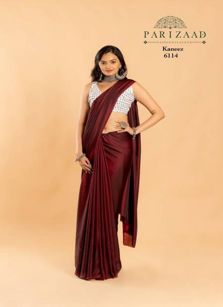 Maroon Colour Kaneez By Parizaad Butterfly Silk Party Wear Saree Catalog 6114
