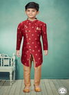 Maroon Colour Kids Indo Western Sherwani Catalog K 578
