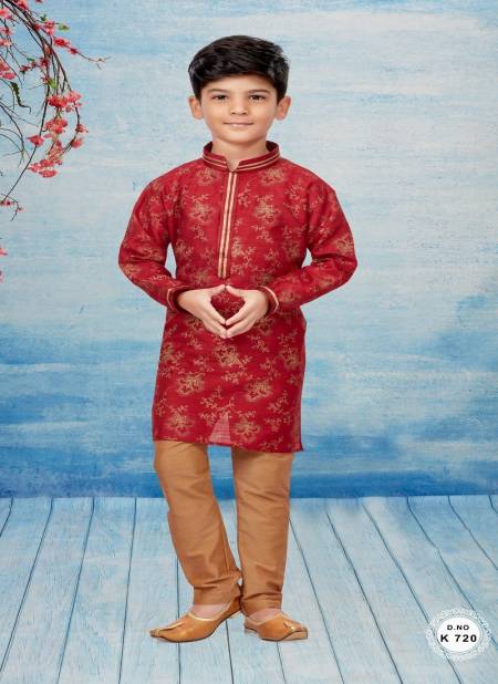 Maroon Colour Kids Kurta Pajama And Indo Western Catalog K 720