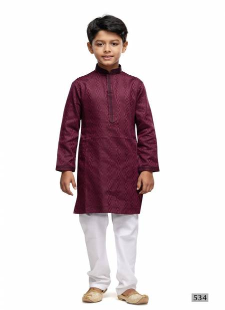 Maroon Colour Kids Occasion Wear Designer Kurta Pajama Wholesale Shop In Surat 534