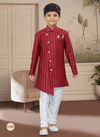 Maroon Colour Kids Vol 4 Boys Wear Kurta Pajama And Indo Western Catalog K 600