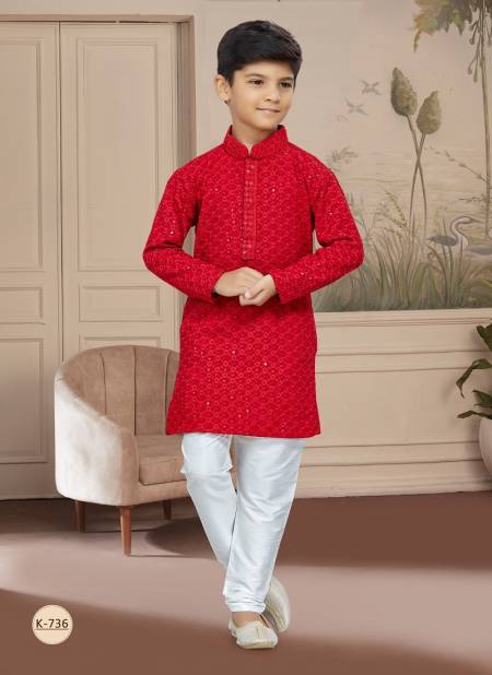 Maroon Colour Kids Vol 4 Boys Wear Kurta Pajama And Indo Western Catalog K 736