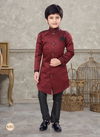 Maroon Colour Kids Vol 5 Boys Wear Kurta Pajama And Indo Western Catalog K 611