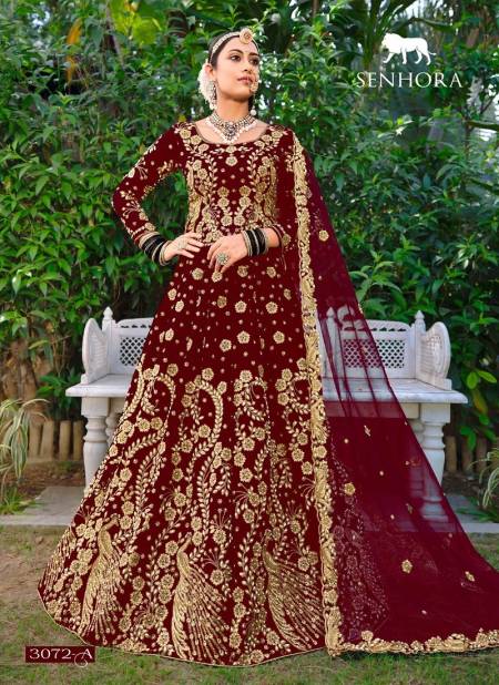 Maroon Colour Latika By Senhora Velvet With Dori Work Function Wear Designer Lehenga Choli Catalog 3072 A