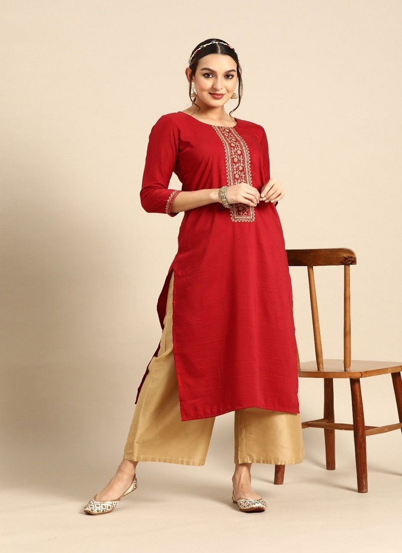 Maroon Colour Leona Vol 2 By Mahotsav Chinon Embroidery Bulk Kurti Orders In India SNS-47573