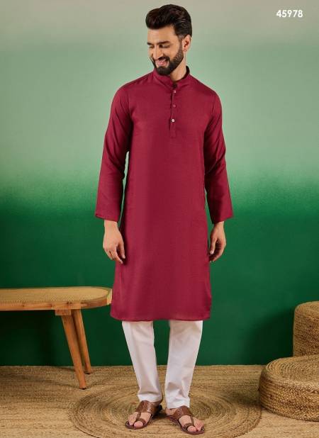 Maroon Colour Mahotsav Mens Wear Cotton Kurta Wholesale Shop In Surat 45978