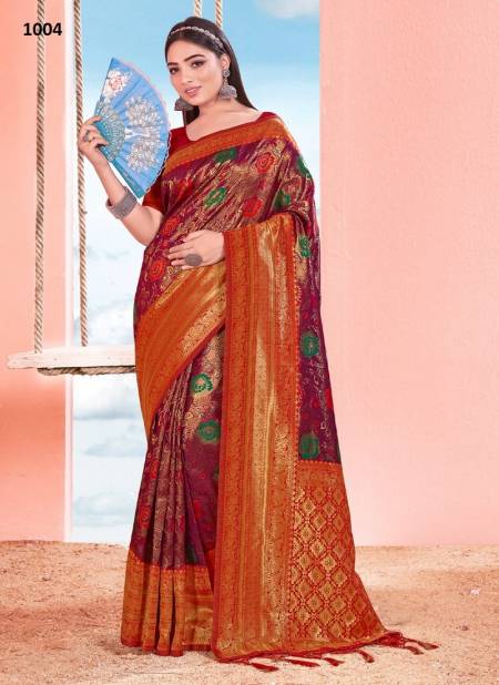 Maroon Colour Manisha By Sangam Silk Saree Catalog 1004