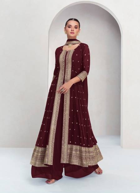 Maroon Colour Maria By Aashirwad Real Georgette Readymade Suits Suppliers In India 10025