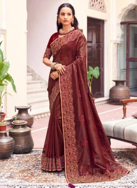 Maroon Colour Meera Festive Wear Wholesale Designer Sarees 1605