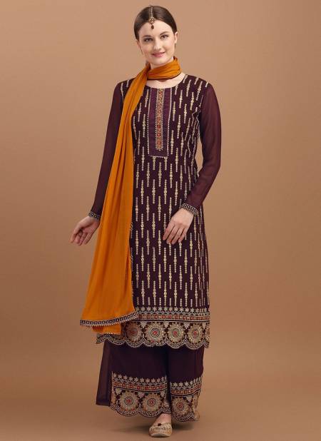 Maroon Colour Megha Ethnic Wear Wholesale Georgette Suit Catalog 1032