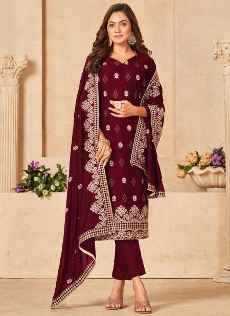 Maroon Colour Nesri By Anbazaar Wedding Salwar Suits Catalog 110 C