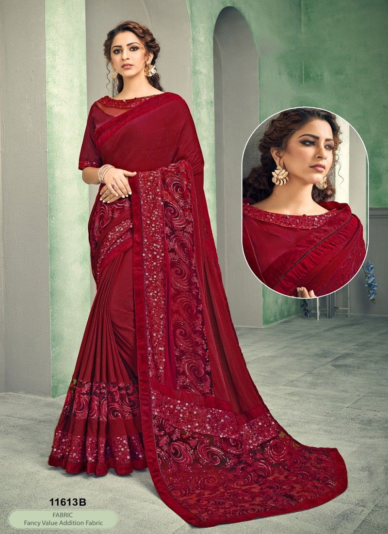 Maroon Colour Norita Vol 1 By Mahotsav Occasion Wear Designer Saree Suppliers In India 11613-B