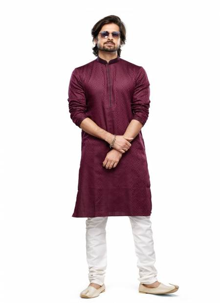 Maroon Colour Occasion Mens Wear Designer Printed Stright Kurta Pajama Wholesale Shop In Surat 2534