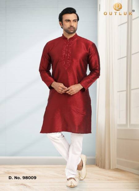 Outluk 98 Maroon Colour Festive Wear Wholesale Kurta With Pant Collection 98009