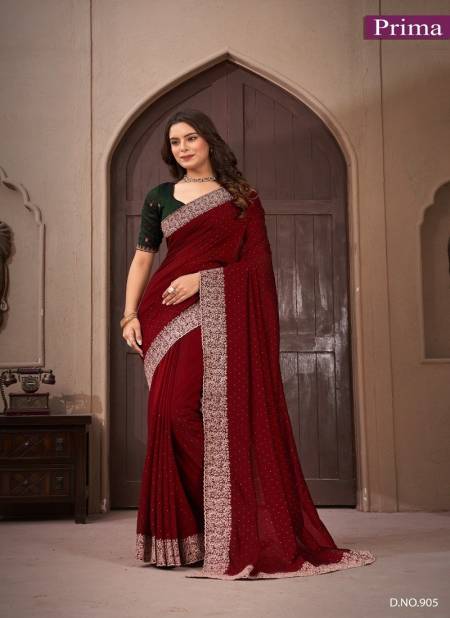 Maroon Colour Prima 901 To 908 Vichitra Blooming Party Wear Saree Wholesale Market In Surat 905