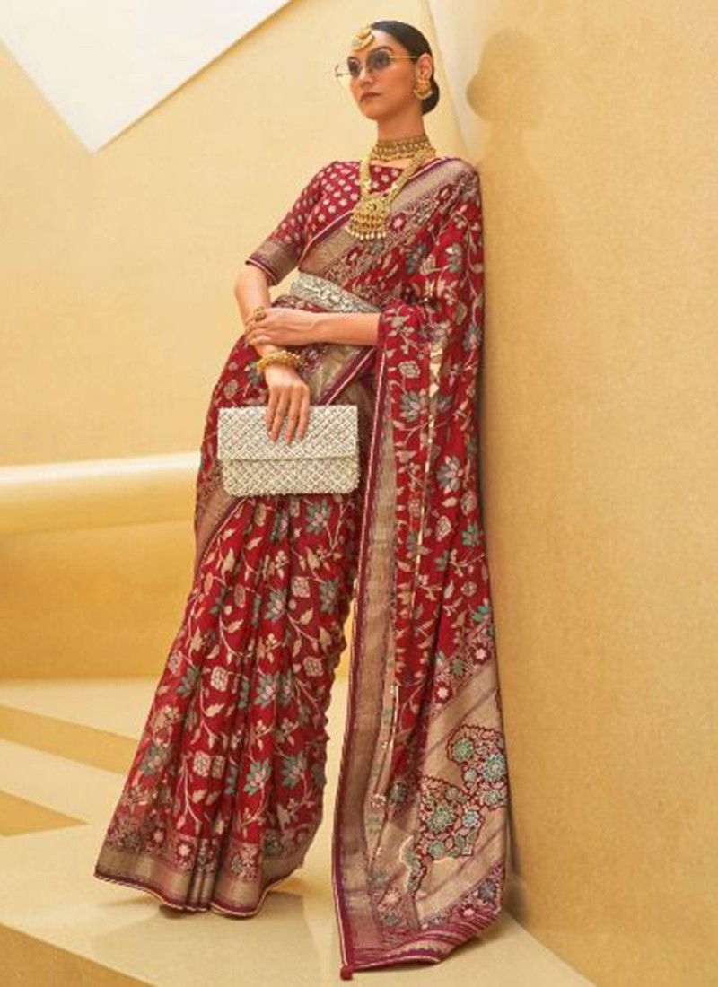 Maroon Colour Rajkanya Ethnic Wear Wholesale Printed Saree Catalog 1031