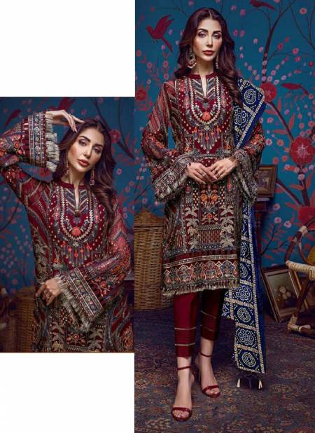 Maroon Colour Ramsha Ethnic Wear Georgette Wholesale Salwar Suit Collection R 538