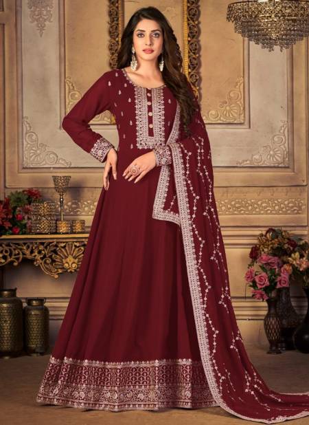 Maroon Colour Aanaya 146 Festive Wear Georgette Wholesale Anarkali Suit Collection 4604