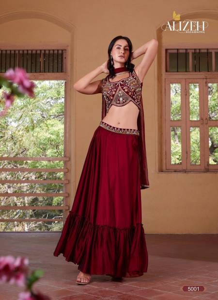 Maroon Colour Readymade By Alizeh Desginer Party Wear Lehenga Choli Exporters In India 5001