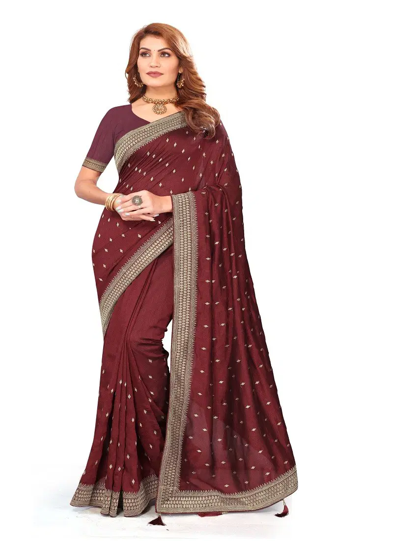 Maroon Colour Sabhyata By Utsav Nari Vichitra Blooming Embroidery Wholesale Saree In India 2412