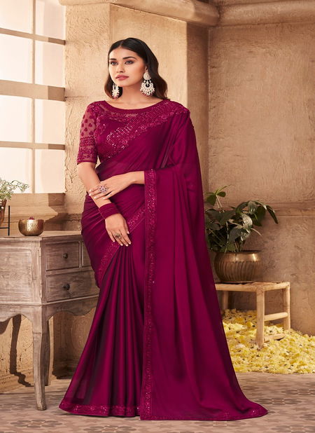 Maroon Colour Sandalwood 9th Edition By Tfh Burberry Silk Designer Saree Catalog SW 908 Catalog