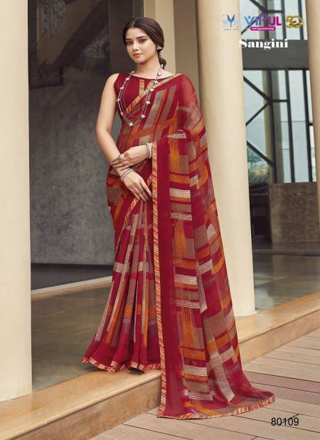 Maroon Colour Sangini By Vipul Georgette Printed Daily Wear Sarees Wholesale Online 80109