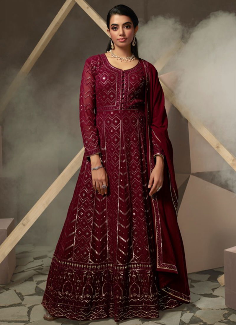 Maroon Colour Shaheen Fiona Wedding Wear Wholesale Designer Gown Catalog 51393