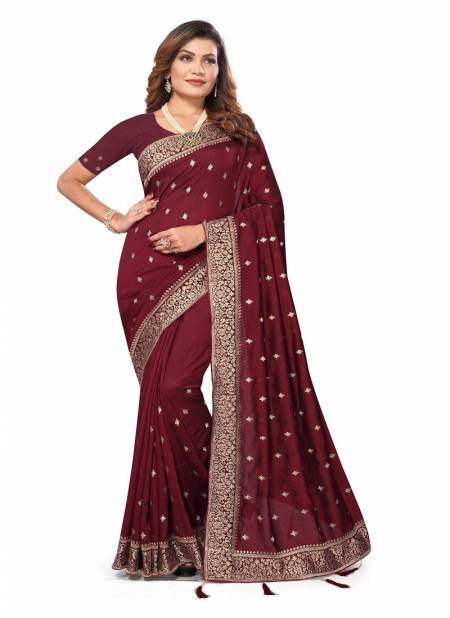 Maroon Colour Srajan By Utsav Nari Vichitra Blooming Embroidery Surat Saree Wholesale Market 2352